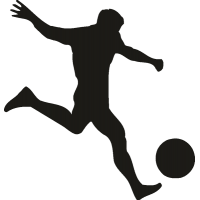 Футболист ударяет по мячу