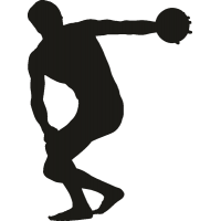 Спортсмен метающий диск с отведенной назад рукой