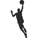 Баскетболист в прыжке с мячом