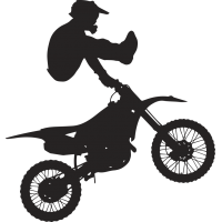 Мотоциклист в полете на мотоцикле