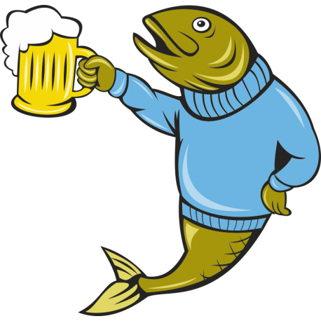 Рыба с бокалом пива