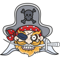 Пират с кинжалом в зубах