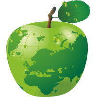 Часть земли изображена на яблоке