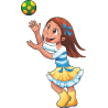 Девочка играет мячом
