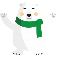 Белый медведь в зеленом шарфе