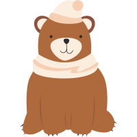 Медведь в шапке и шарфе