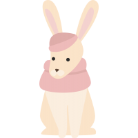 Кролик в шарфе и в шапочке