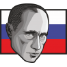 Владимир Путин на фоне российского флага