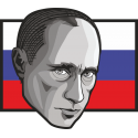 Владимир Путин на фоне российского флага