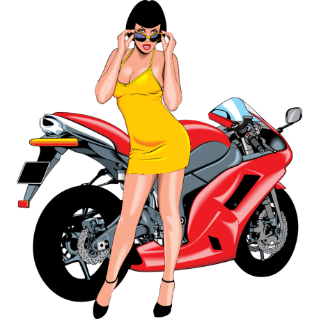 Девушка на фоне красного мотоцикла