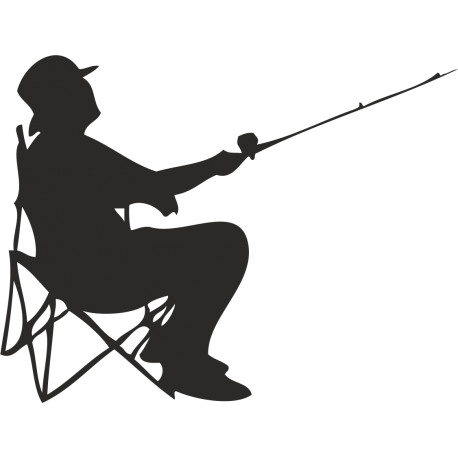 Рыбак на стульчике с удочкой