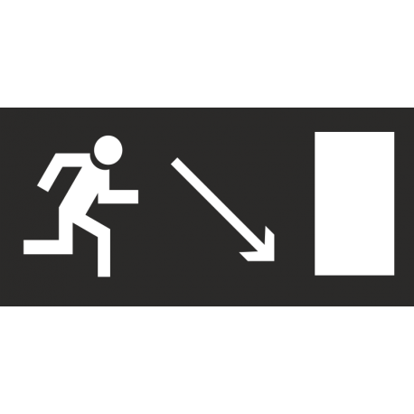 Знак - Направление к эвакуационному выходу(по наклонной плоскости направо вниз)