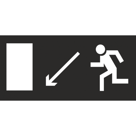 Знак - Направление к эвакуационному выходу(по наклонной плоскости налево вниз)