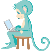 Обезьяна сидит за компьютером