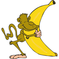 Обезьяна обнимает банан