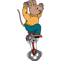 Мышь на одноколесном велосипеде