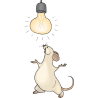 Мышь удивляется лампочке