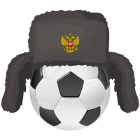 Футбольный мяч в русской шапке ушанке
