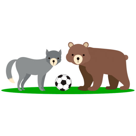Медведь, волк и футбольный мяч