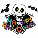 Скелет с надписью Хэллоуин